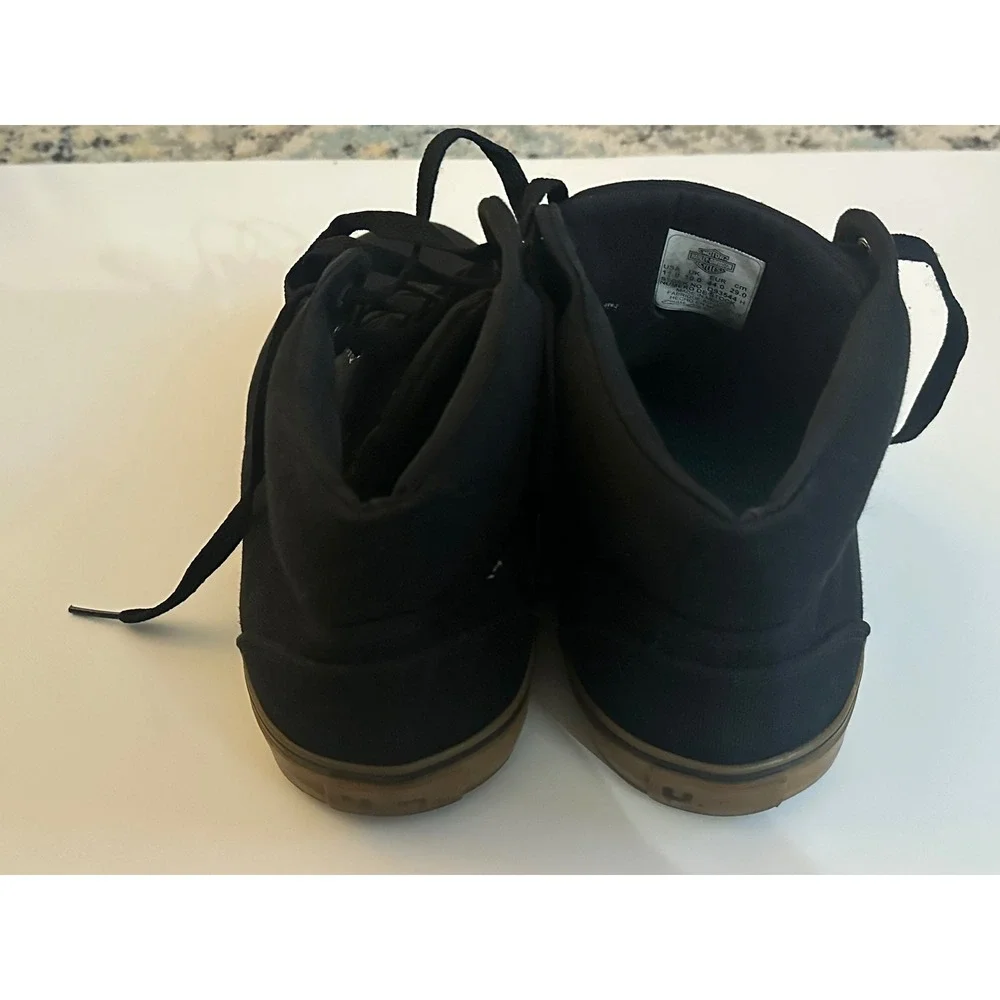 Harley Davidson Mens Black Canvas‎ High Top Lace Up Casual Sneakers Shoes